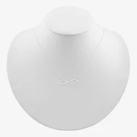 "Love" Womens 10K White Gold Infinity Pendant Necklace