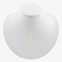 Womens 10K Tri-Color Gold Heart 18 Inch Pendant Necklace