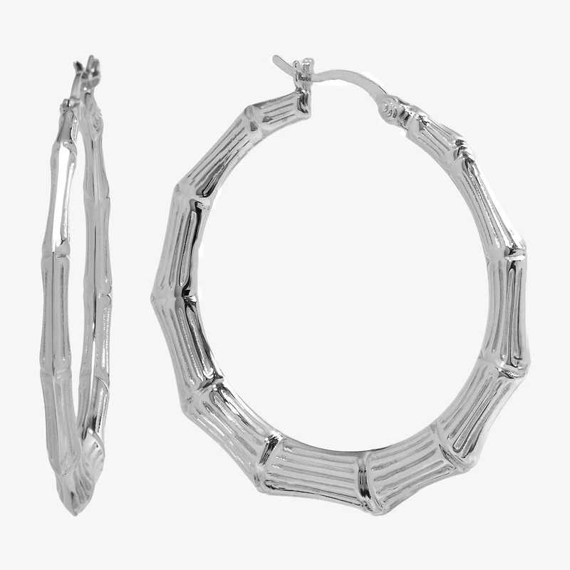 Womens Sterling Silver 42.4mm Hoop Earrings