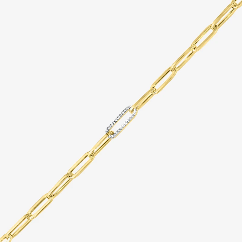 Diamond Addiction (G-H / Si2-I1) Womens Lab Grown Diamond 10K Gold 8 Inch Hollow Paperclip Chain Bracelet