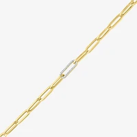 Diamond Addiction (G-H / Si2-I1) Womens Lab Grown Diamond 10K Gold 8 Inch Hollow Paperclip Chain Bracelet