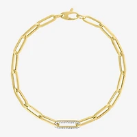 Diamond Addiction (G-H / Si2-I1) Womens Lab Grown Diamond 10K Gold 8 Inch Hollow Paperclip Chain Bracelet