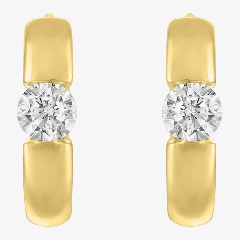 Diamond Addiction (G-H / I1-I2) Womens 1/3 CT. T.W. Lab Grown White Diamond 10K Gold Round Hoop Earrings