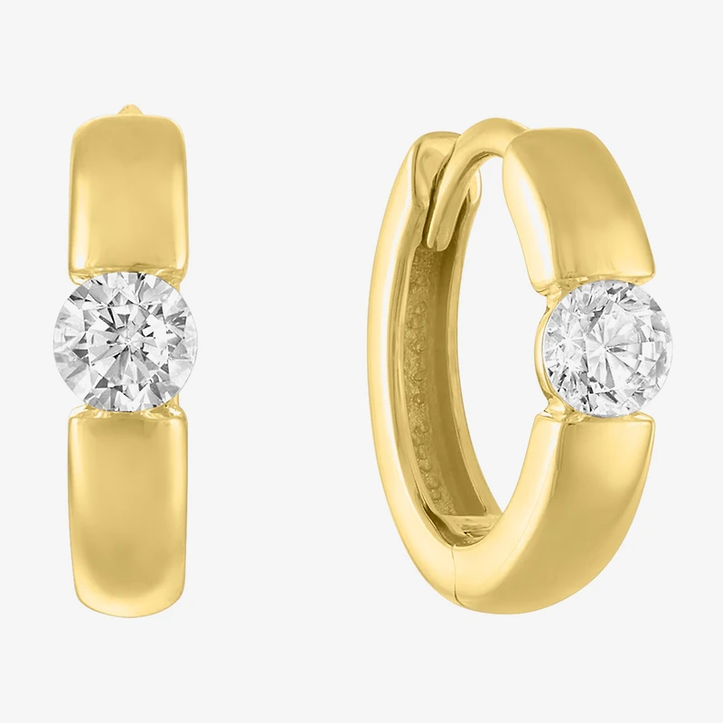 Diamond Addiction (G-H / I1-I2) Womens 1/3 CT. T.W. Lab Grown White Diamond 10K Gold Round Hoop Earrings