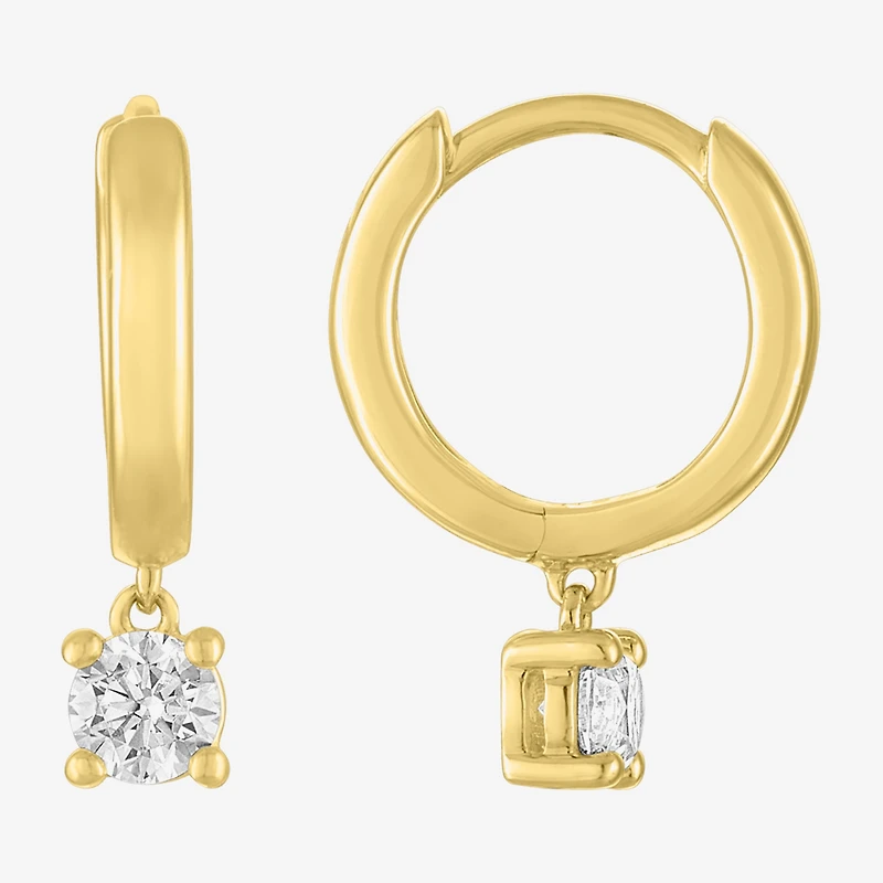 Diamond Addiction (G-H / I1-I2) Womens 1/3 CT. T.W. Lab Grown White Diamond 10K Gold 15mm Round Hoop Earrings
