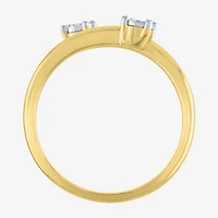 Diamond Addiction (G-H / Si2-I1) Womens 1/10 CT. T.W. Lab Grown White 10K Gold Round Delicate Bypass  Cocktail Ring