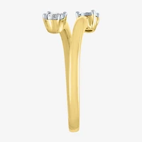 Diamond Addiction (G-H / Si2-I1) Womens 1/10 CT. T.W. Lab Grown White 10K Gold Round Delicate Bypass  Cocktail Ring
