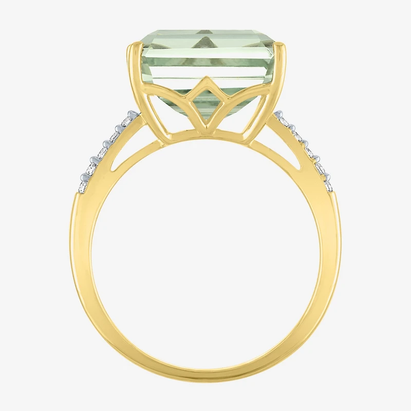 Diamond Addiction Womens 1/10 CT. T.W. Genuine Green Amethyst 10K Gold Cocktail Ring