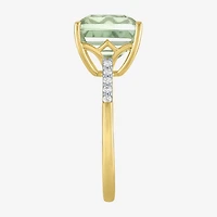Diamond Addiction Womens 1/10 CT. T.W. Genuine Green Amethyst 10K Gold Cocktail Ring