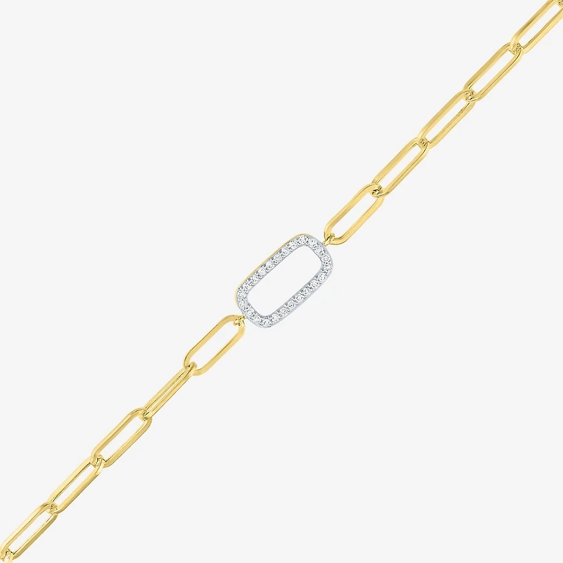 Diamond Addiction (G-H / Si2-I1) Womens 10K Gold 8 Inch Paperclip Chain Bracelet