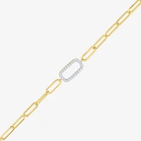 Diamond Addiction (G-H / Si2-I1) Womens 10K Gold 8 Inch Paperclip Chain Bracelet
