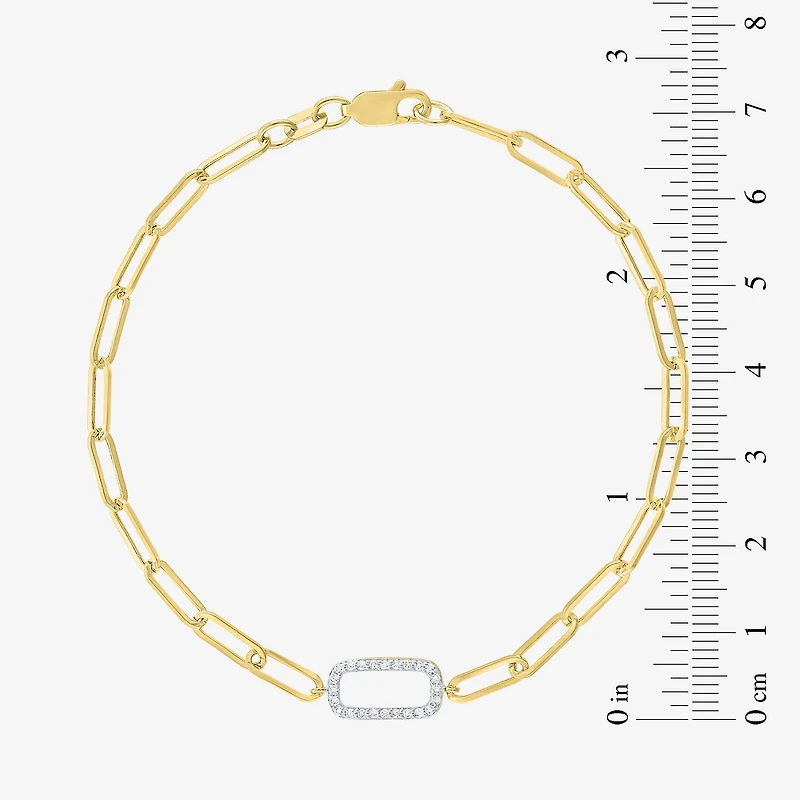 Diamond Addiction (G-H / Si2-I1) Womens 10K Gold 8 Inch Paperclip Chain Bracelet