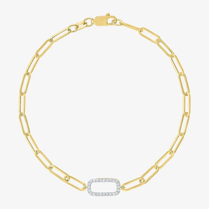Diamond Addiction (G-H / Si2-I1) Womens 10K Gold 8 Inch Paperclip Chain Bracelet