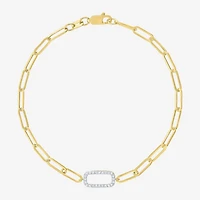 Diamond Addiction (G-H / Si2-I1) Womens 10K Gold 8 Inch Paperclip Chain Bracelet