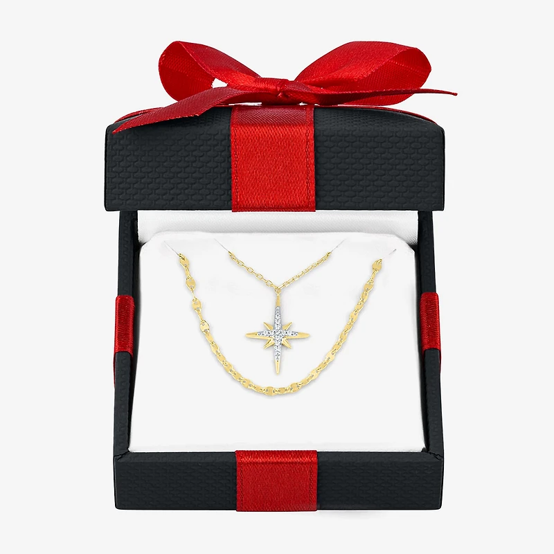 Yes, Please! (G-H / I1-2) North Star Womens Diamond Accent Lab Grown White Diamond 14K Gold Over Silver Star 2-pc. Necklace Set