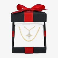 Yes, Please! (G-H / I1-2) North Star Womens Diamond Accent Lab Grown White Diamond 14K Gold Over Silver Star 2-pc. Necklace Set