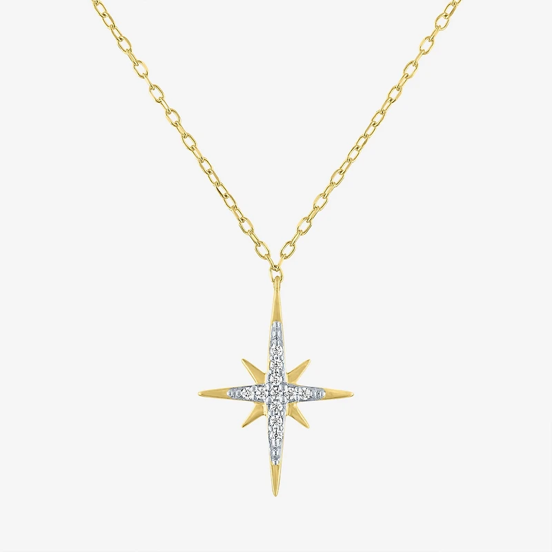 Yes, Please! (G-H / I1-2) North Star Womens Diamond Accent Lab Grown White Diamond 14K Gold Over Silver Star 2-pc. Necklace Set