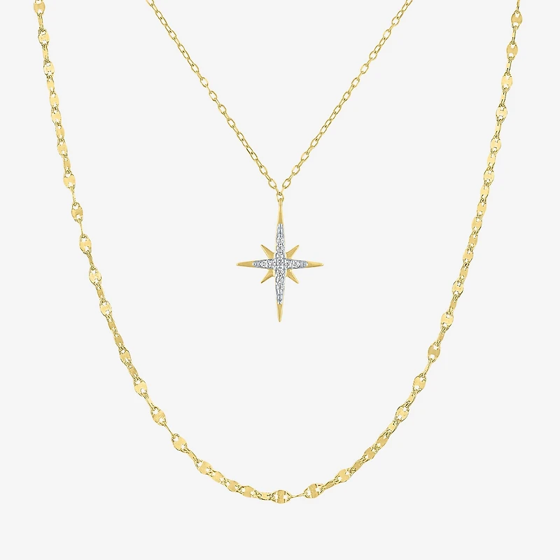 Yes, Please! (G-H / I1-2) North Star Womens Diamond Accent Lab Grown White Diamond 14K Gold Over Silver Star 2-pc. Necklace Set
