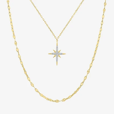 Yes, Please! (G-H / I1-2) North Star Womens Diamond Accent Lab Grown White Diamond 14K Gold Over Silver Star 2-pc. Necklace Set