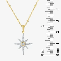 Diamond Addiction (G-H / I1-I2) North Star Womens 1/8 CT. T.W. Lab Grown White Diamond 14K Gold Over Silver Star 18 Inch Pendant Necklace