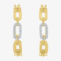 Diamond Addiction (G-H / Si2-I1) Womens 1/10 CT. T.W. Lab Grown White Diamond 14K Gold Over Silver 25.4mm Paperclip Hoop Earrings