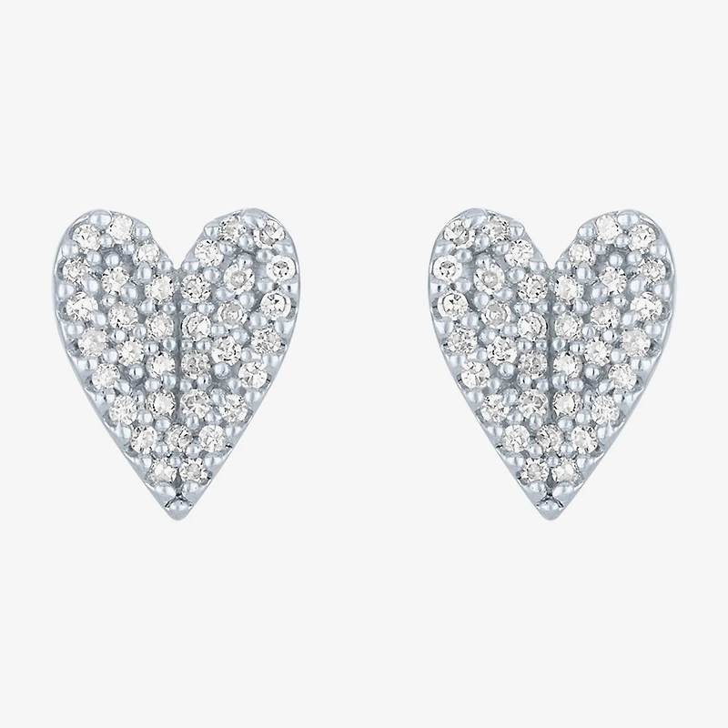 Diamond Addiction (G-H / Si2-I1) 1/6 CT. T.W. Lab Grown White Diamond 14K Gold Over Silver Sterling Silver 8.2mm Heart Stud Earrings