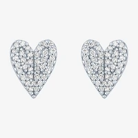 Diamond Addiction (G-H / Si2-I1) 1/6 CT. T.W. Lab Grown White Diamond 14K Gold Over Silver Sterling Silver 8.2mm Heart Stud Earrings