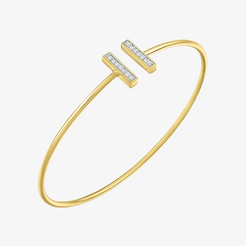 Diamond Addiction Double Bar (G-H / Si2-I1) Womens 1/10 CT. T.W. White Diamond 14K Gold Over Silver Cuff Bracelet