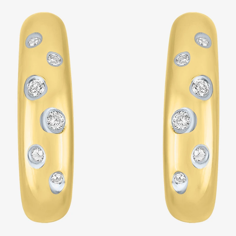 Diamond Addiction (G-H / I1-I2) Womens 1/10 CT. T.W. Lab Grown White Diamond 14K Gold Over Silver 16.2mm Hoop Earrings