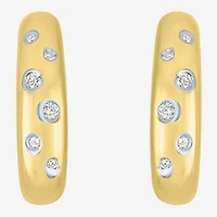 Diamond Addiction (G-H / I1-I2) Womens 1/10 CT. T.W. Lab Grown White Diamond 14K Gold Over Silver 16.2mm Hoop Earrings