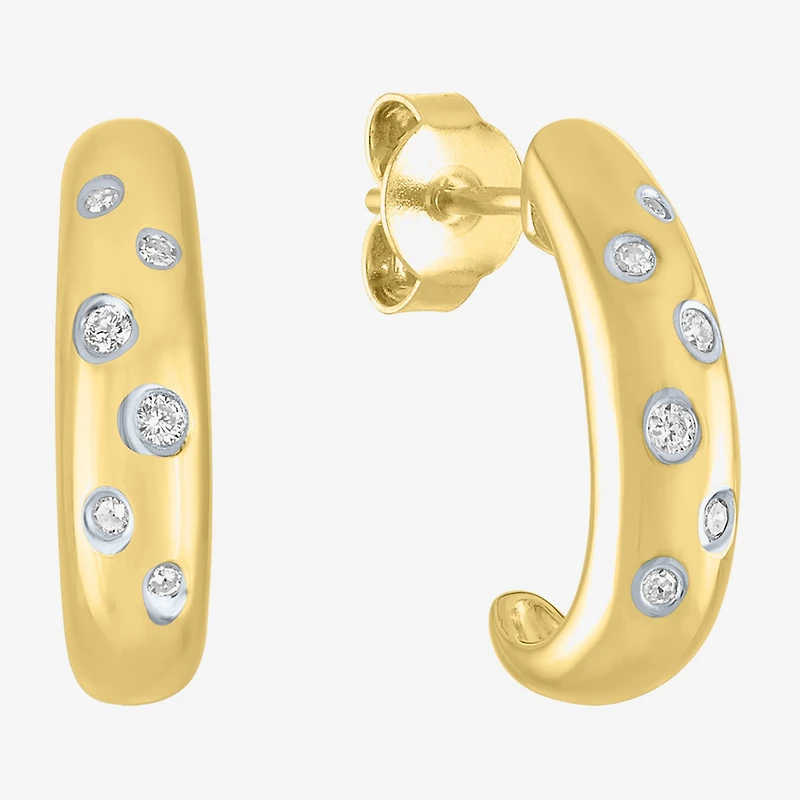Diamond Addiction (G-H / I1-I2) Womens 1/10 CT. T.W. Lab Grown White Diamond 14K Gold Over Silver 16.2mm Hoop Earrings