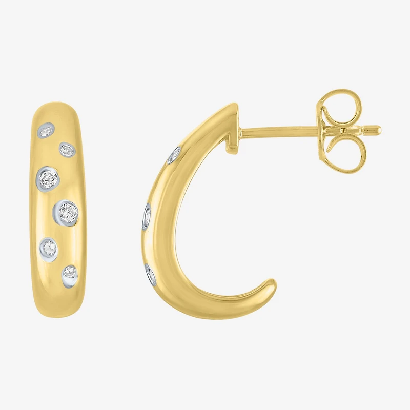Diamond Addiction (G-H / I1-I2) Womens 1/10 CT. T.W. Lab Grown White Diamond 14K Gold Over Silver 16.2mm Hoop Earrings