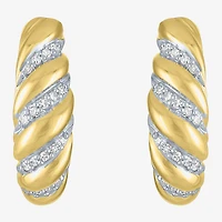 Diamond Addiction (G-H / I1-I2) Croissant Womens 1/10 CT. T.W. Lab Grown White Diamond 14K Gold Over Silver 16.2mm Hoop Earrings