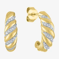 Diamond Addiction (G-H / I1-I2) Croissant Womens 1/10 CT. T.W. Lab Grown White Diamond 14K Gold Over Silver 16.2mm Hoop Earrings