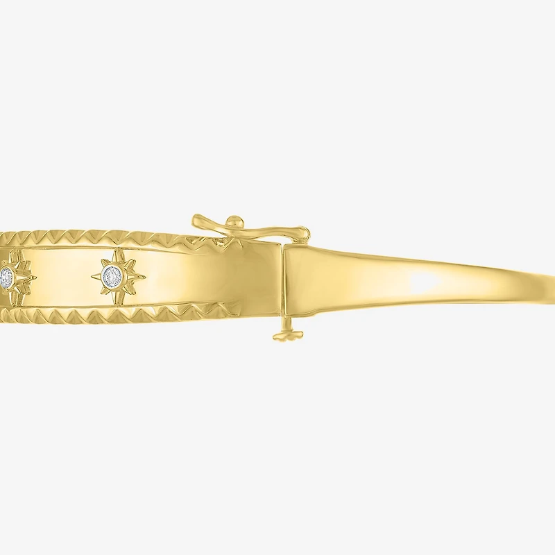 Diamond Addiction (G-H / I1-I2) North Star Womens 1/10 CT. T.W. Lab Grown White Diamond 14K Gold Over Silver Sterling Silver Star Bangle Bracelet