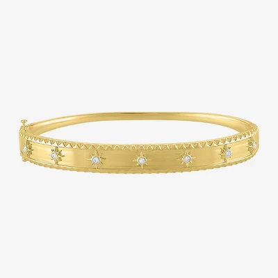 Diamond Addiction (G-H / I1-I2) North Star Womens 1/10 CT. T.W. Lab Grown White Diamond 14K Gold Over Silver Sterling Silver Star Bangle Bracelet