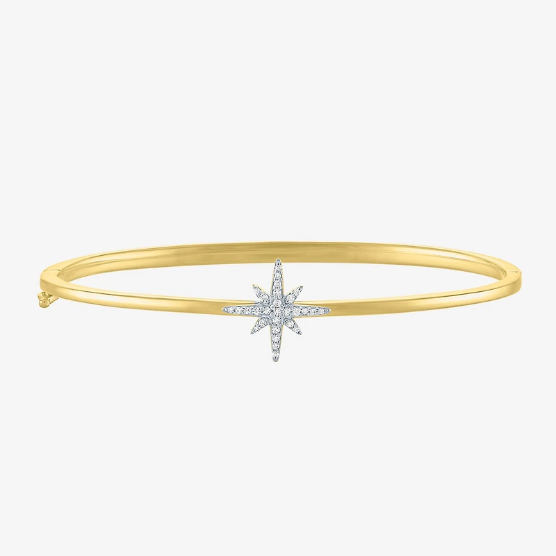 Diamond Addiction (G-H / I1-I2) North Star Womens 1/10 CT. T.W. Lab Grown White Diamond 14K Gold Over Silver Sterling Silver Star Bangle Bracelet