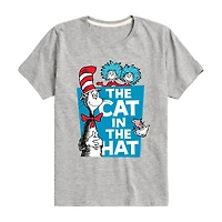 Cat The Hat Little & Big Kid Boys Crew Neck Short Sleeve Regular Fit Dr. Seuss Graphic T-Shirt