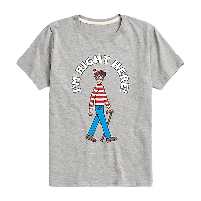 Where'S Waldo Little & Big Kid Boys Crew Neck Short Sleeve Regular Fit Graphic T-Shirt