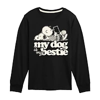 Little & Big Kid Boys Crew Neck Long Sleeve Regular Fit Peanuts Graphic T-Shirt