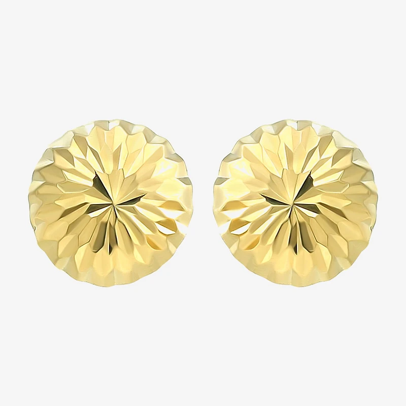 14K Gold 13mm Round Stud Earrings