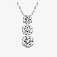 Diamond Blossom Womens 1/4 CT. T.W. Lab Grown White Diamond Sterling Silver Flower 18 Inch Pendant Necklace