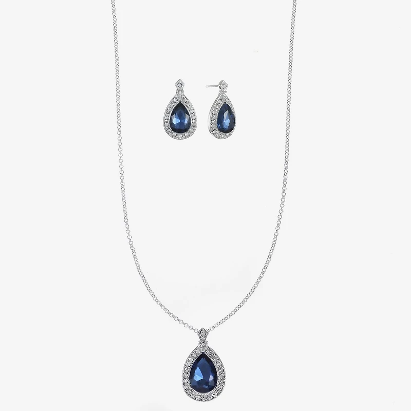 Monet Jewelry Pendant Necklace And Drop Earring Womens Blue 2-pc. Jewelry Set