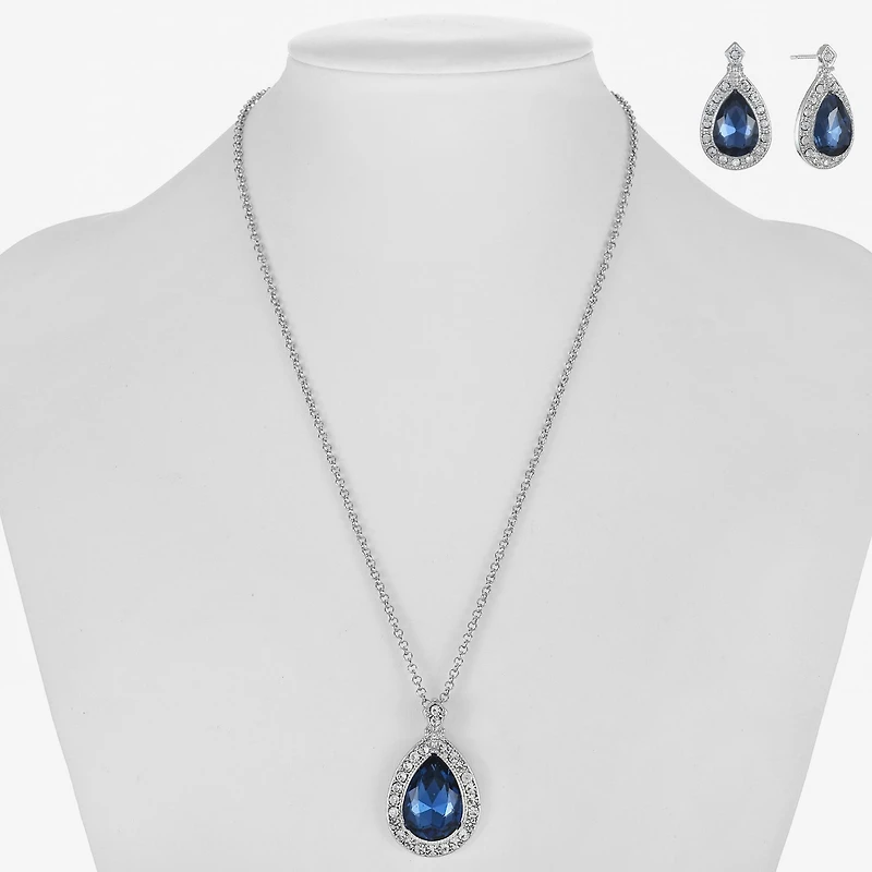 Monet Jewelry Pendant Necklace And Drop Earring Womens Blue 2-pc. Jewelry Set