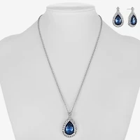Monet Jewelry Pendant Necklace And Drop Earring Womens Blue 2-pc. Jewelry Set