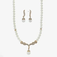 Monet Jewelry Y Necklace And Drop Earring Womens Simulated Pearl Hypoallergenic 2-pc. Jewelry Set