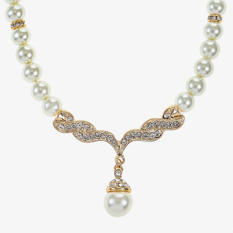 Monet Jewelry Y Necklace And Drop Earring Womens Simulated Pearl Hypoallergenic 2-pc. Jewelry Set