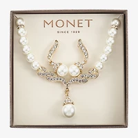 Monet Jewelry Y Necklace And Drop Earring Womens Simulated Pearl Hypoallergenic 2-pc. Jewelry Set