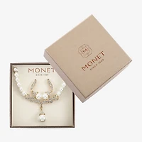 Monet Jewelry Y Necklace And Drop Earring Womens Simulated Pearl Hypoallergenic 2-pc. Jewelry Set