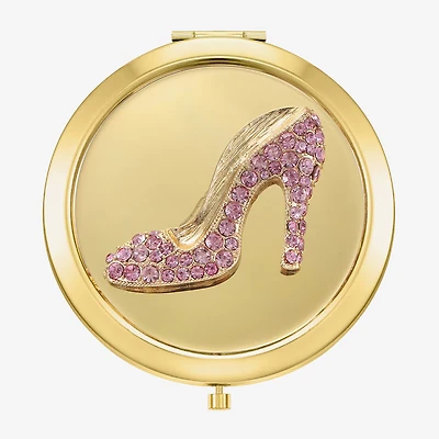 Monet Jewelry Gold Tone Pink Heel Gold Tone Compact Mirror